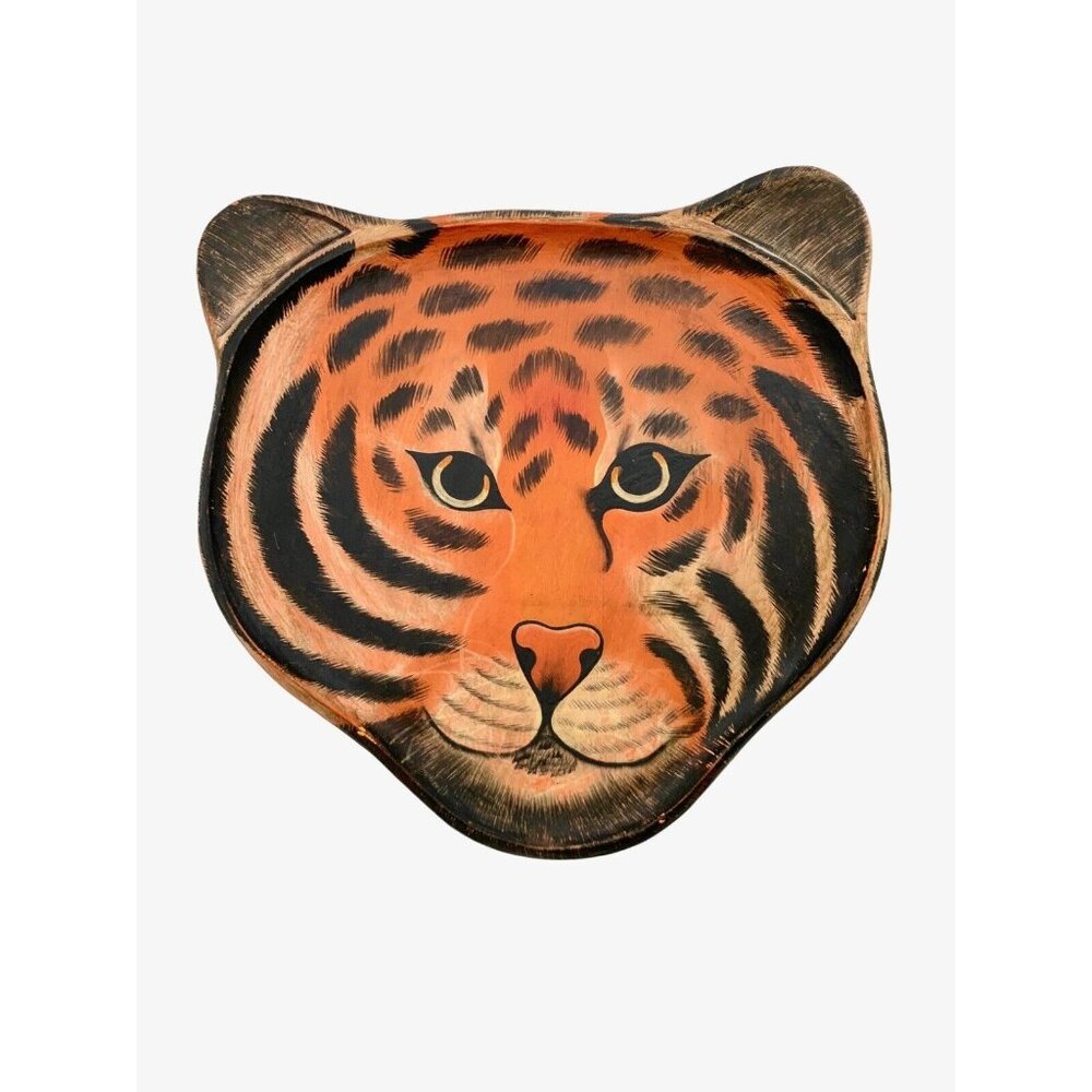 Tiger Wood Tray Vintage Exquisite Animal Decor